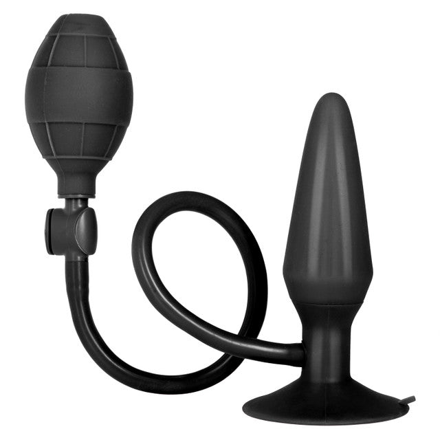 CaleXOtics BOOTY CALL BOOTY PUMPER Medium Black Inflatable Silicone Butt Plug with Suction Cup