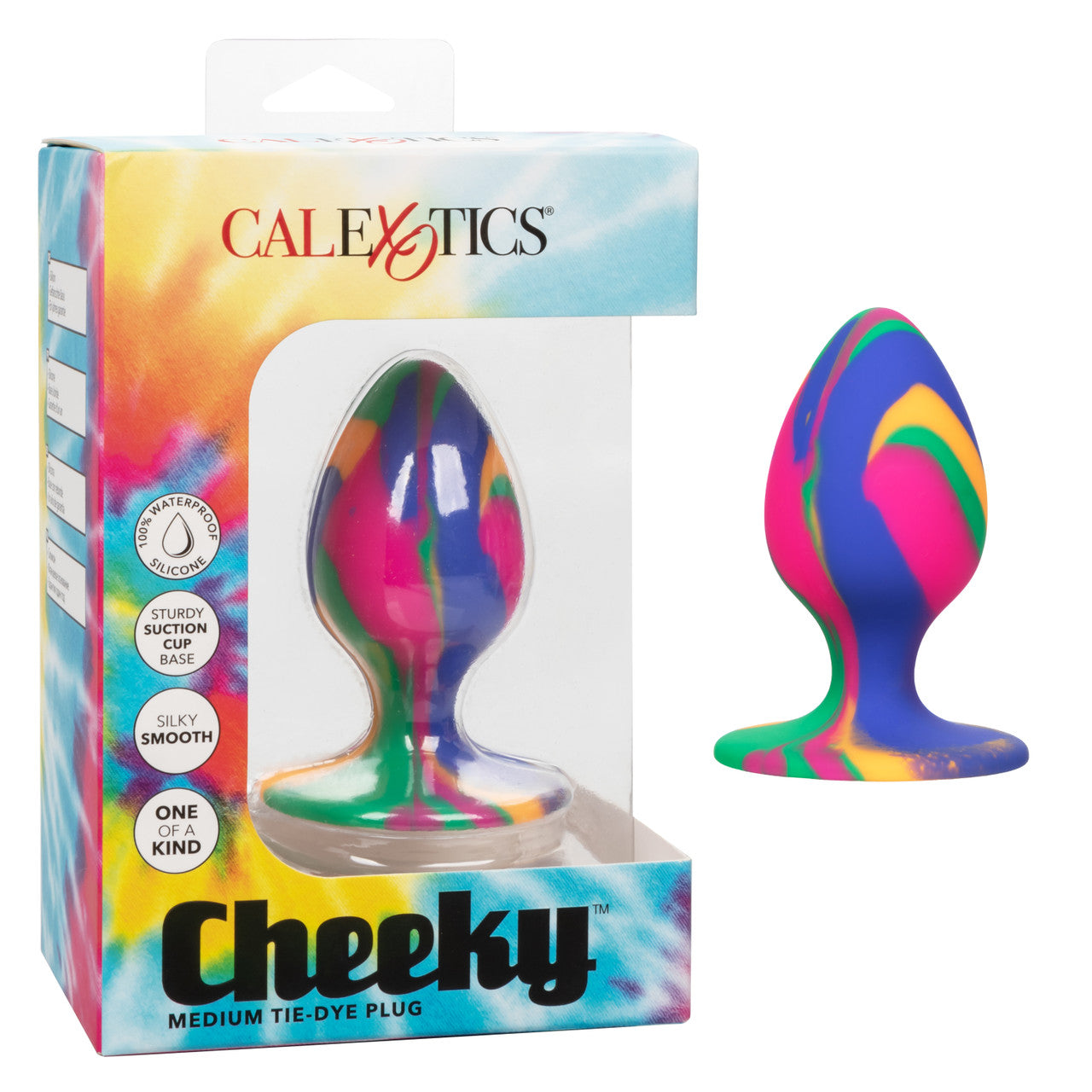 CaleXOtics CHEEKY MEDIUM TIE-DYE BUTT PLUG with Suction Cup Multi Coloured