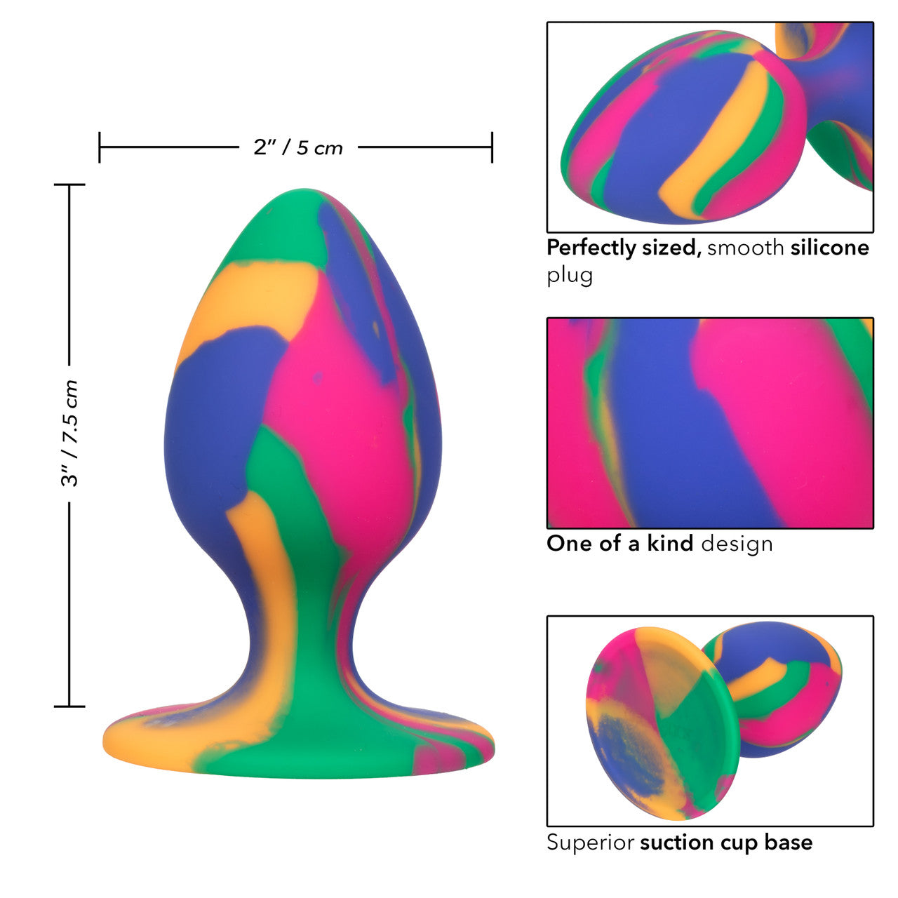 CaleXOtics CHEEKY MEDIUM TIE-DYE BUTT PLUG with Suction Cup Multi Coloured