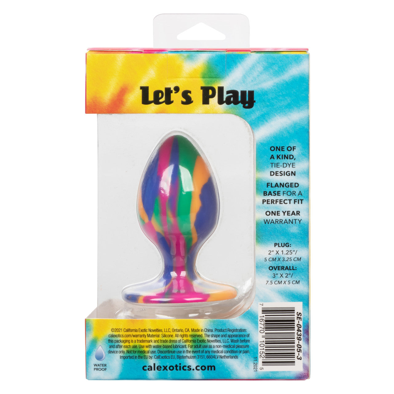 CaleXOtics CHEEKY MEDIUM TIE-DYE BUTT PLUG with Suction Cup Multi Coloured