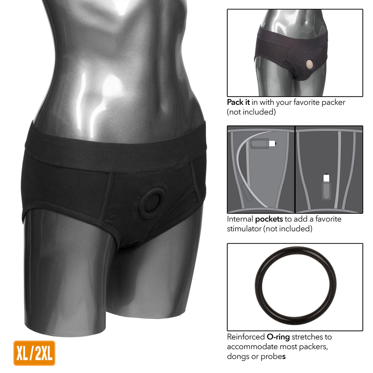 CaleXOtics Packer Gear BRIEF HARNESS XL/2XL Black