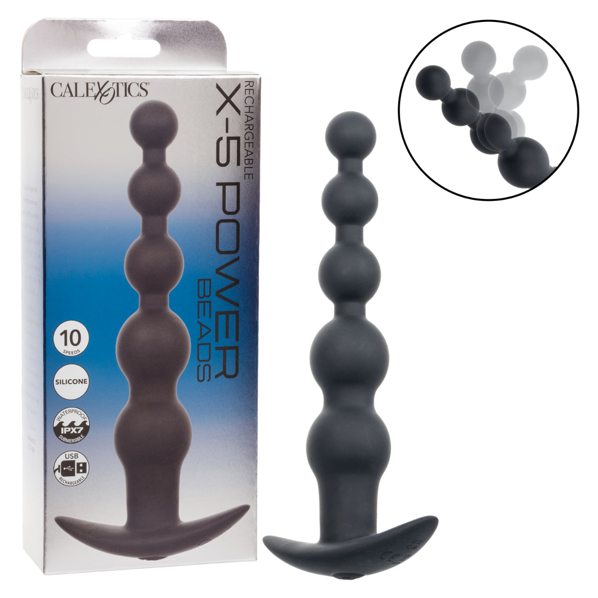 Calexotics – Rechargeable X-5 Silicone Power Beads (Black)