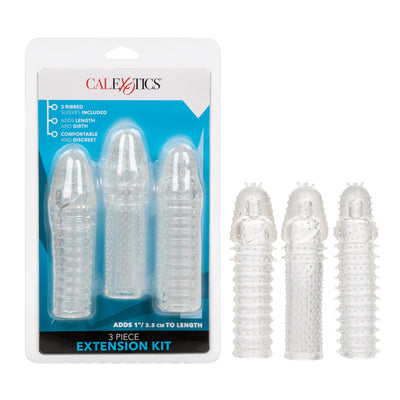 Calexotics 3 PIECE EXTENSION KIT Clear Textured Penis Extenders