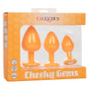 Calexotics CHEEKY GEMS 3 Piece Anal Training Kit with Graduated Orange Butt Plugs with Sparkling Gem