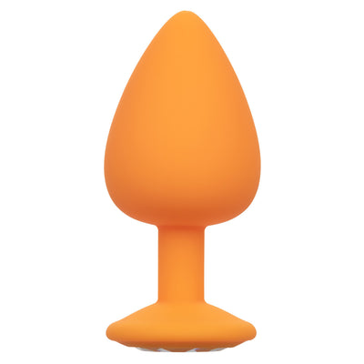 Calexotics CHEEKY GEMS 3 Piece Anal Training Kit with Graduated Orange Butt Plugs with Sparkling Gem