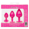 Calexotics CHEEKY GEMS 3 Piece Anal Training Kit with Graduated Pink Butt Plugs with Sparkling Gem