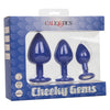 Calexotics CHEEKY GEMS 3 Piece Anal Training Kit with Graduated Purple Butt Plugs with Sparkling Gem