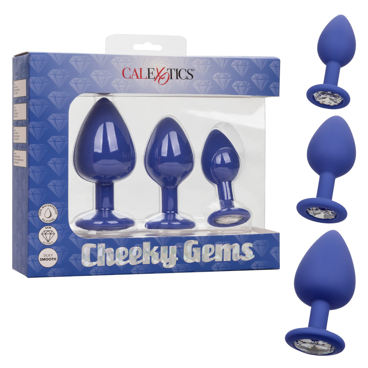 CalExotics Cheeky Gems 3 Piece Anal Training Kit - Purple Graduated Butt Plugs