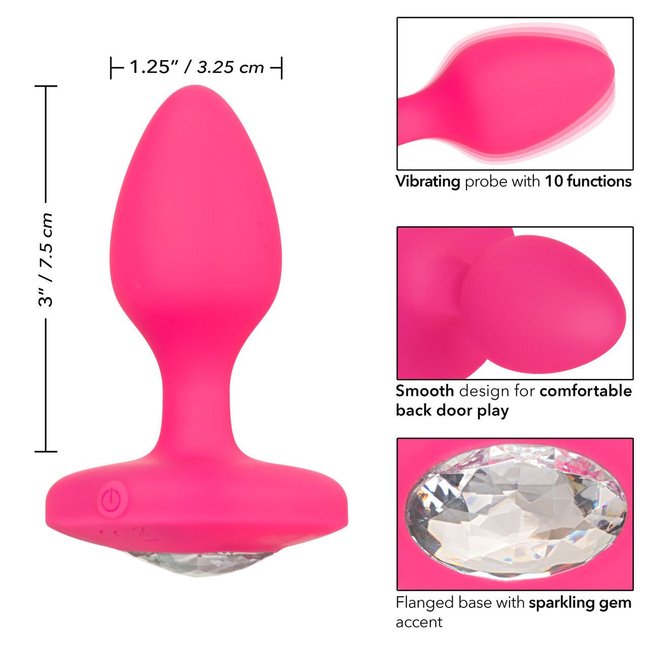 Calexotics CHEEKY GEMS Medium Rechargeable Vibrating Butt Plug