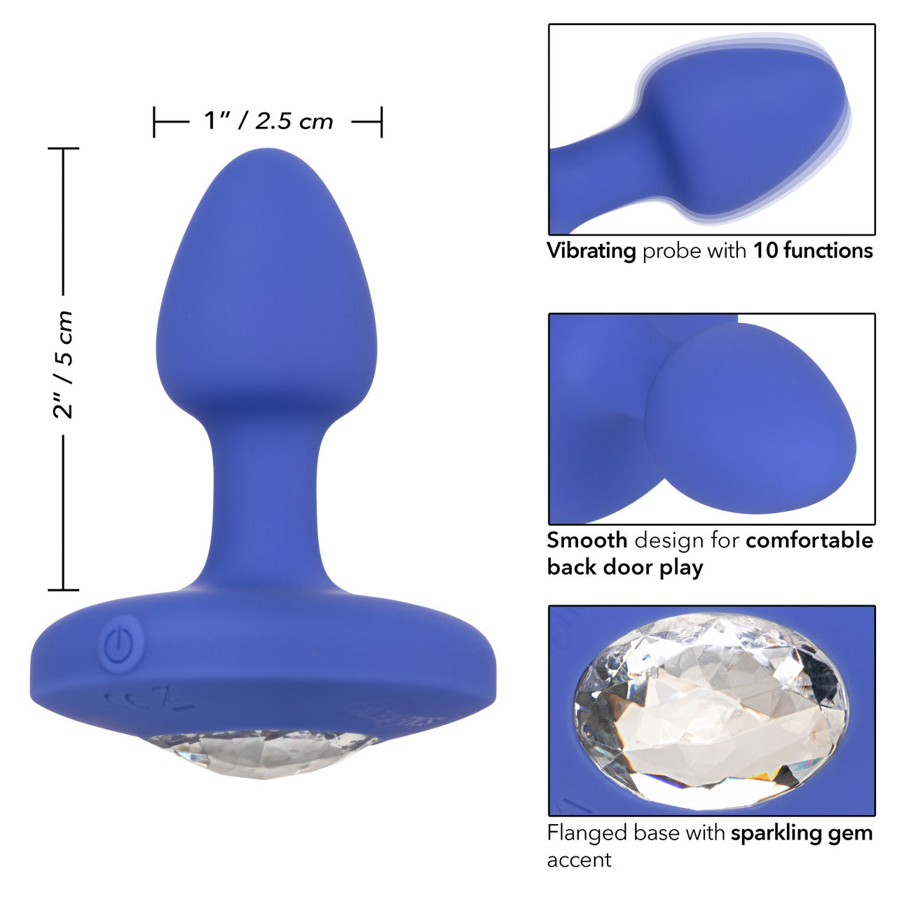 Calexotics CHEEKY GEMS Small Rechargeable Vibrating Butt Plug