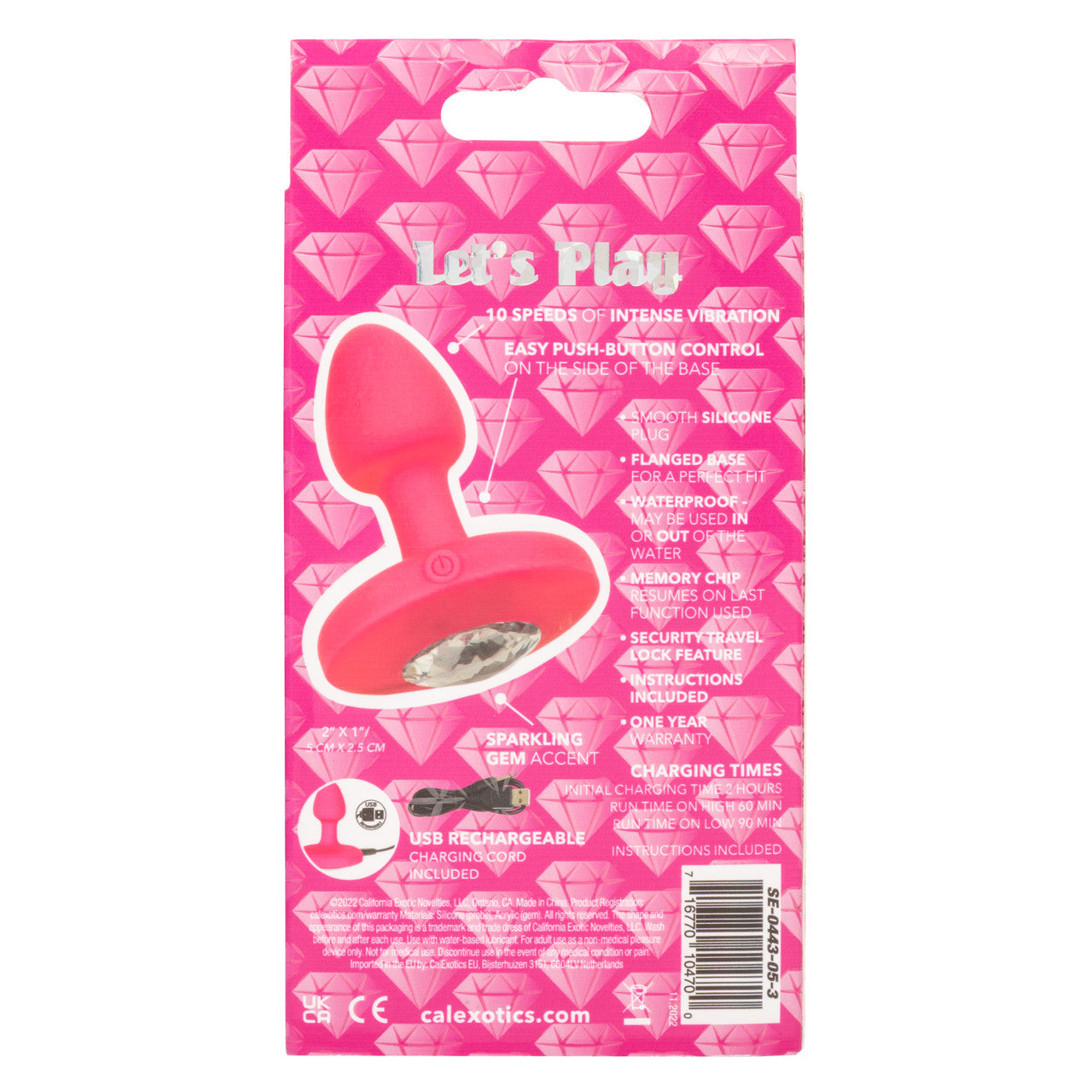 Calexotics CHEEKY GEMS Small Rechargeable Vibrating Butt Plug