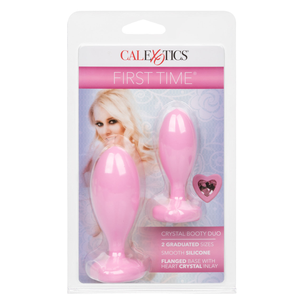 Calexotics FIRST TIME HEART SHAPED CRYSTAL BOOTY DUO KIT 2 Piece Anal Training Kit with Graduated Butt Plugs