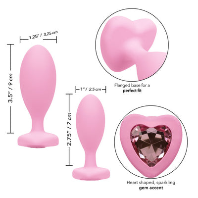 Calexotics FIRST TIME HEART SHAPED CRYSTAL BOOTY DUO KIT 2 Piece Anal Training Kit with Graduated Butt Plugs