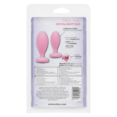 Calexotics FIRST TIME HEART SHAPED CRYSTAL BOOTY DUO KIT 2 Piece Anal Training Kit with Graduated Butt Plugs