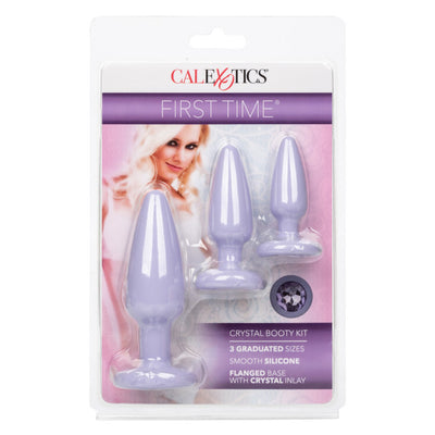 Calexotics FIRST TIME CRYSTAL BOOTY KIT 3 Piece Anal Training Kit with Graduated Butt Plugs