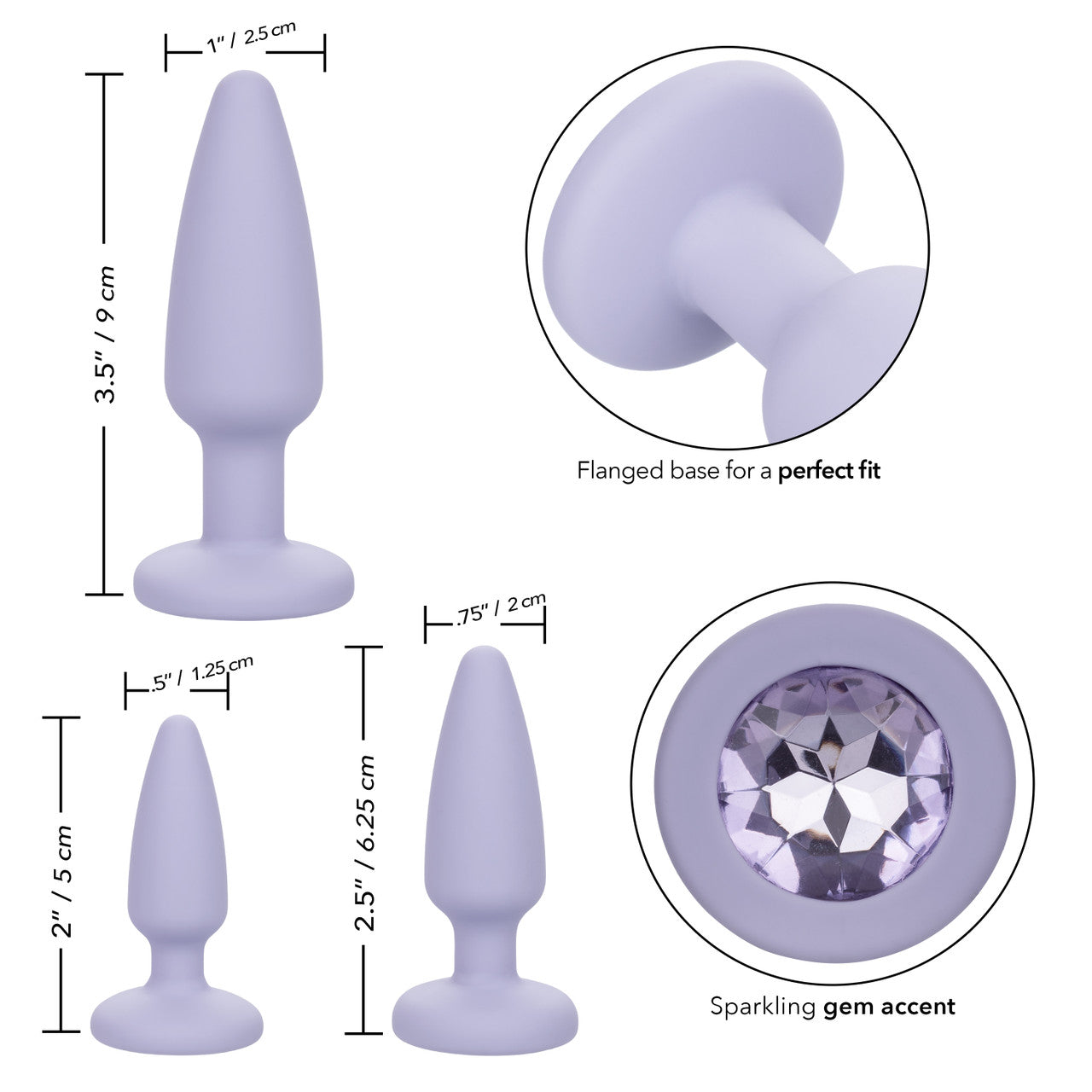 Calexotics FIRST TIME CRYSTAL BOOTY KIT 3 Piece Anal Training Kit with Graduated Butt Plugs
