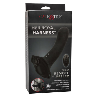 Calexotics HER ROYAL HARNESS ME2 Remote Rumbler Black Rechargeable Vibrating Strap on Harness Kit with Remote Control