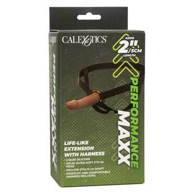 Calexotics PERFORMANCE MAXX LIFE-LIKE HOLLOW LIQUID SILICONE PENIS EXTENSION WITH STRAP-ON-HARNESS