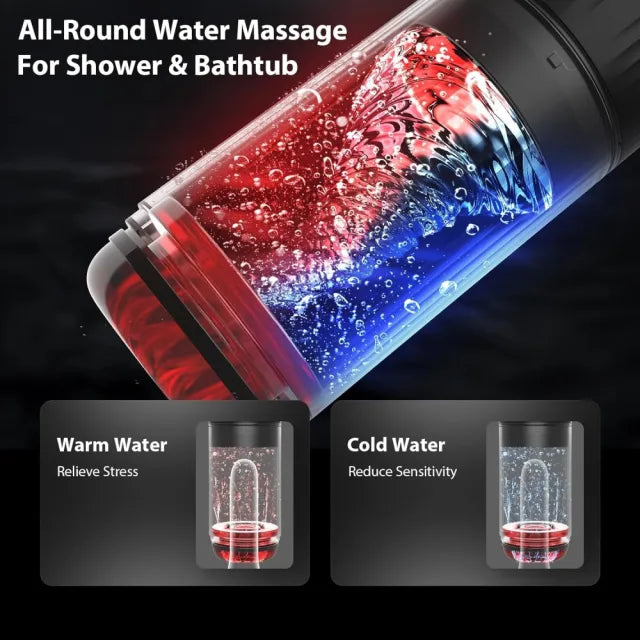 Black Rechargeable 5-in-1 Automatic Masturbator – 7 Vibrating + 7 Thrusting + 7 Rotating + 7 Suction + 7 Tongue-Licking Modes