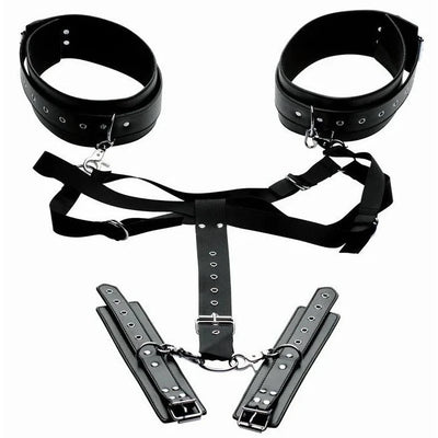 Master Series ACQUIRE EASY ACCESS THIGH HARNESS WITH LEG AND WRIST RESTRAINTS Black