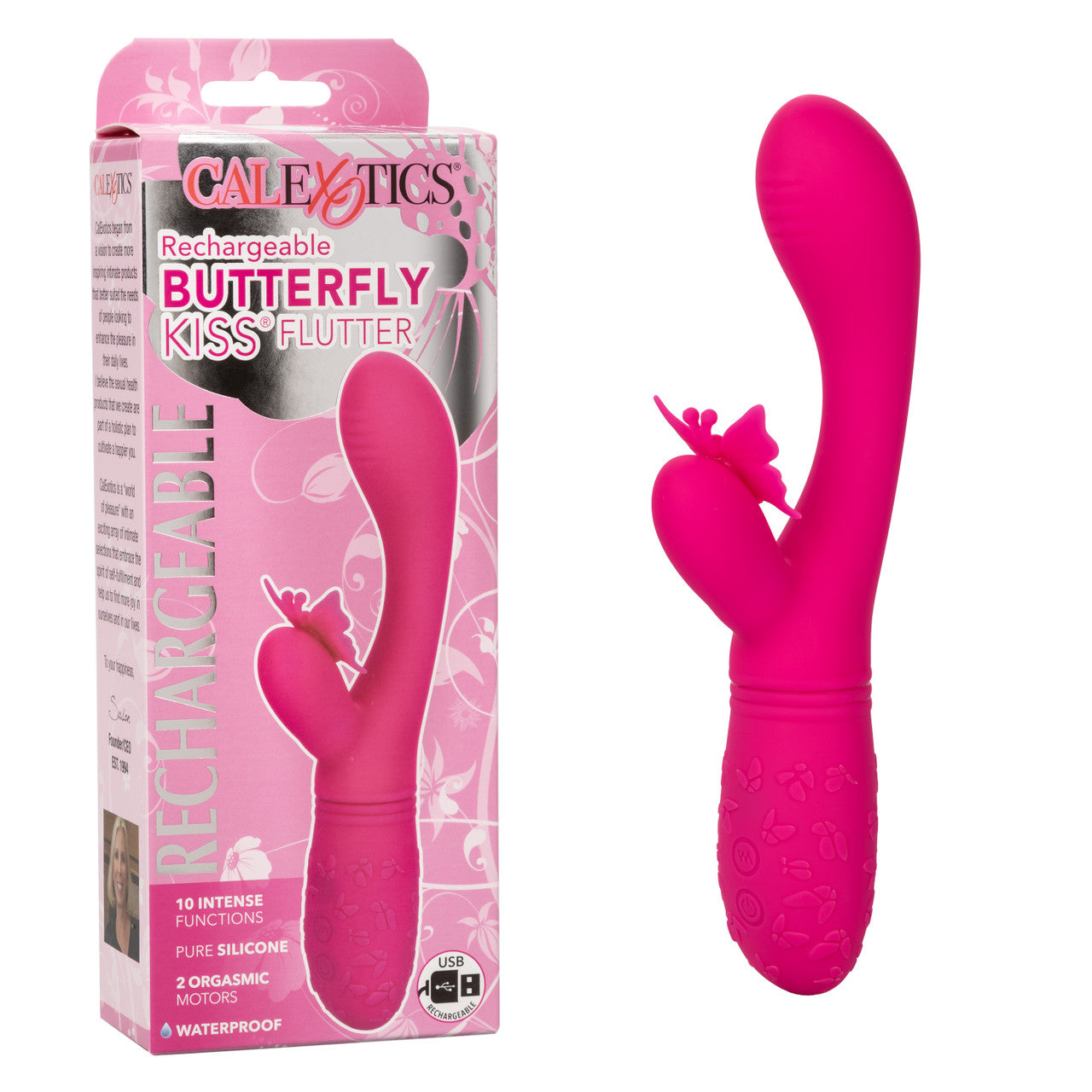 CaleXOtics BUTTERFLY KISS FLUTTER G-Spot Vibrator with Clitoral Fluttering Wings Pink