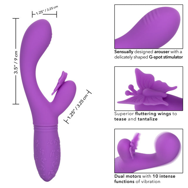CaleXOtics BUTTERFLY KISS FLUTTER G-Spot Vibrator with Clitoral Fluttering Wings Purple