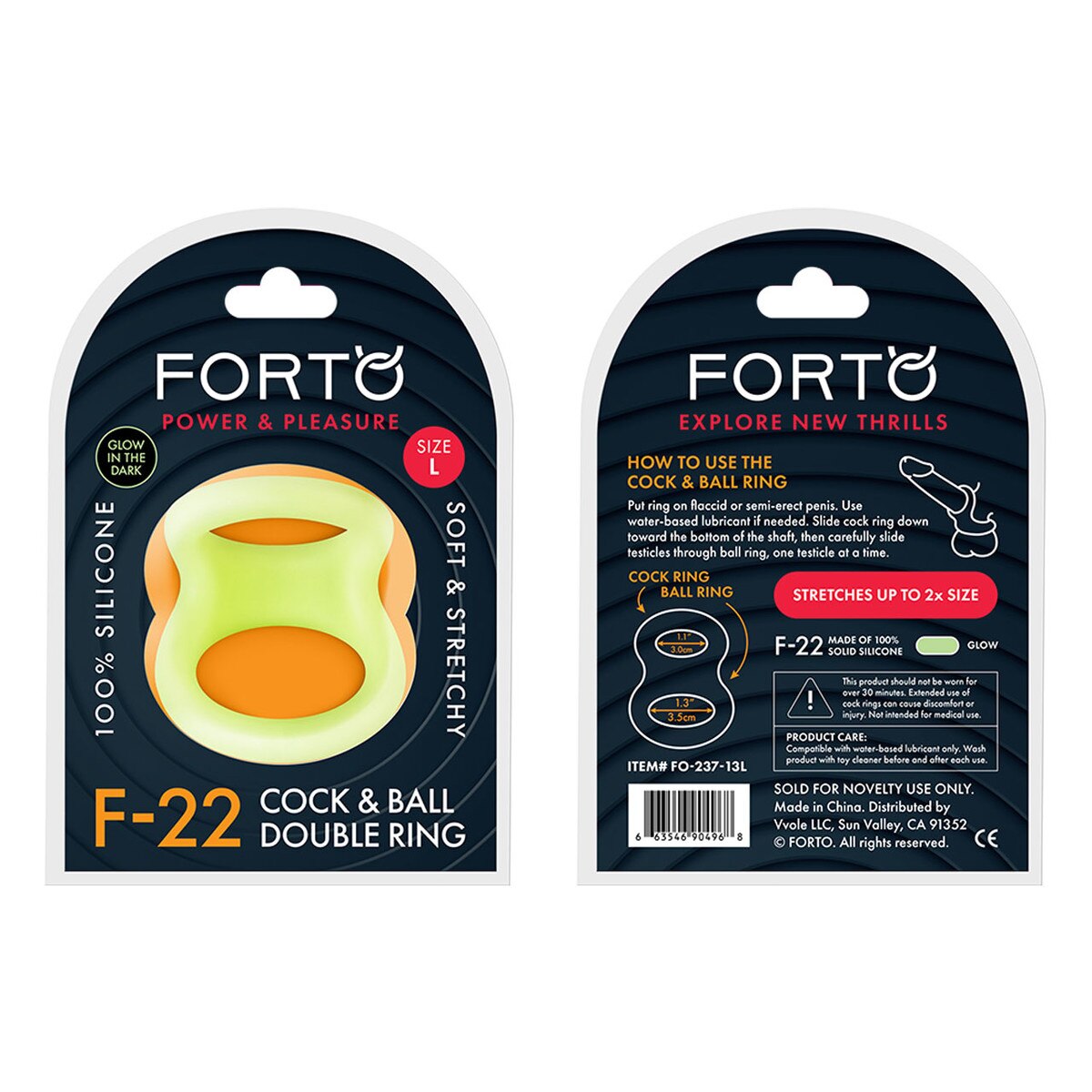 F-22 D Ring Liquid Silicone Cock Ring – Large Glow