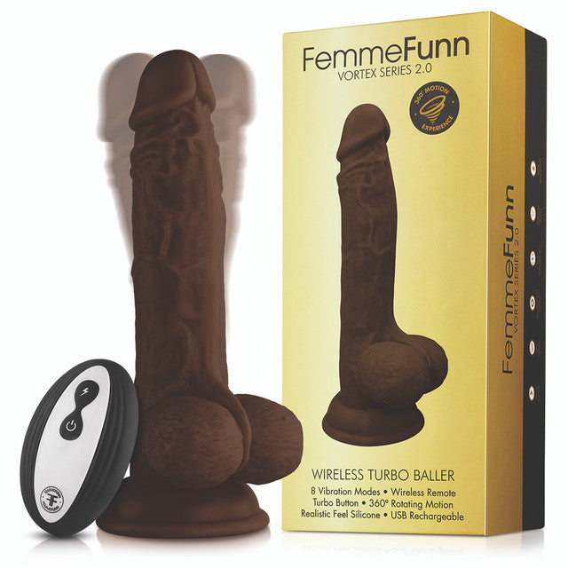 FemmFunn Turbo Baller Rotating Realistic Dildo Vibrator with Wireless Remote Control