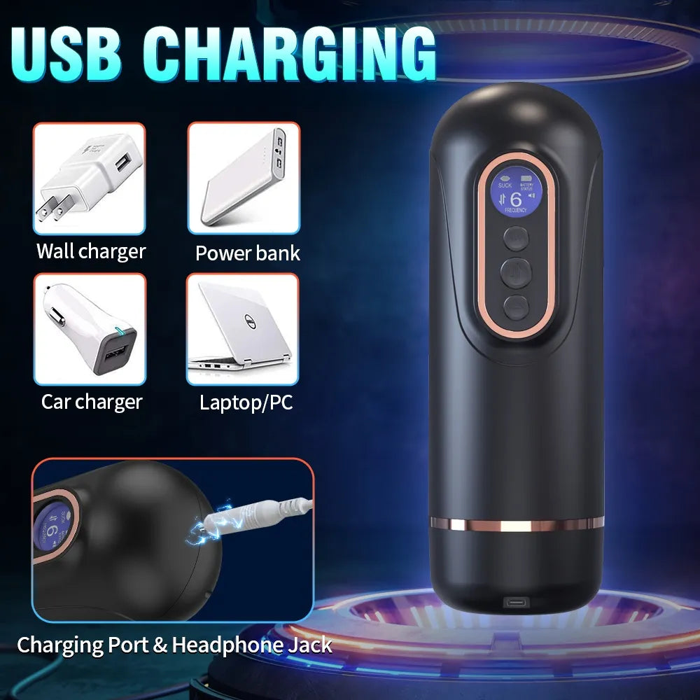 Doris 9-Speed Vibrating 5-Mode Sucking 3-Speed Thrusting Male Masturbator - Heating & Sound