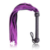 JOYGASMS Braided Handle Leather Whip purple and Black Flogger with Wrist Strap