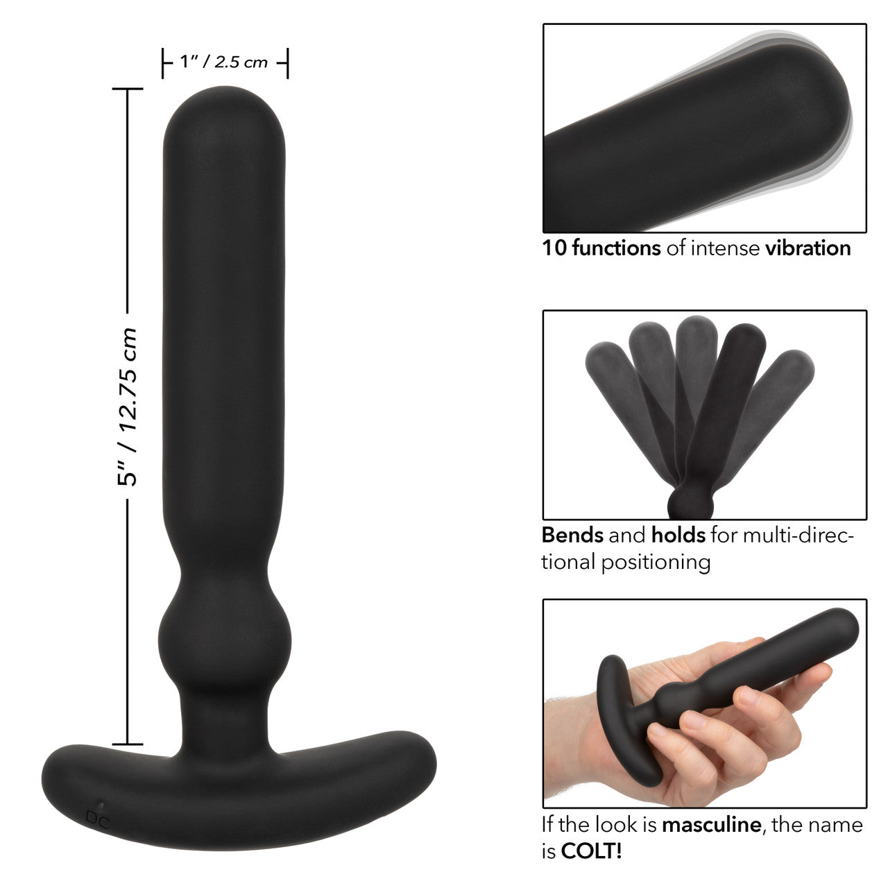 Colt RECHARGEABLE LARGE ANAL-T Flexible Vibrating Butt Plug