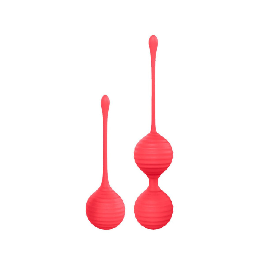 Luv Inc KG88 Kegel Balls Ribbed Silicone 2-Piece Set Coral