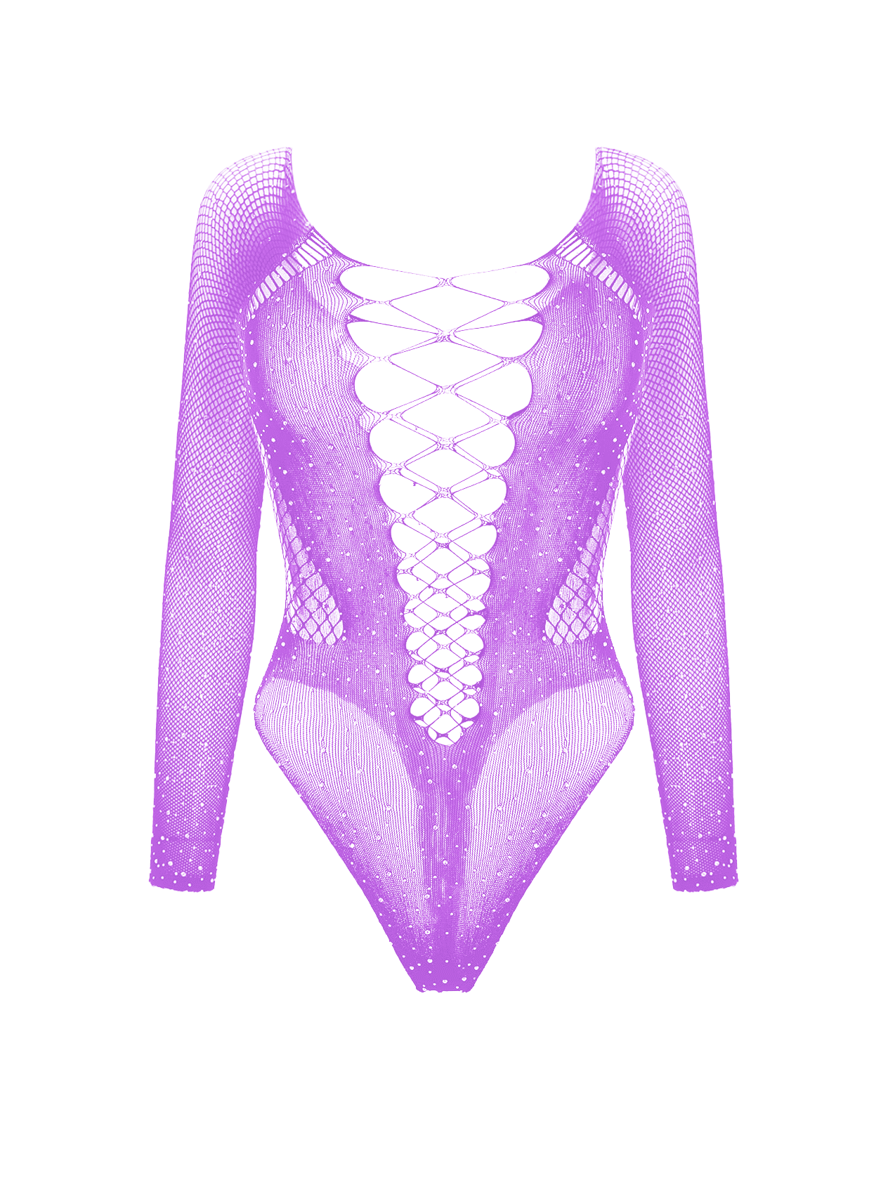 Rhinestone Plunge Bodysuit – Lilac