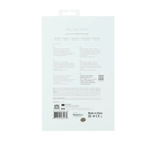 Pillow Talk LIVELY Rechargeable Powerful Rotating Rabbit Vibrator with Swarovski Crystal