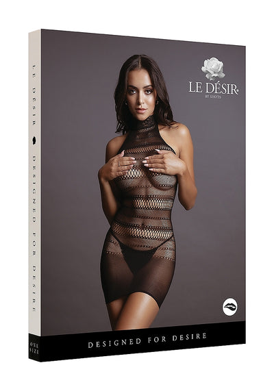 Le Desir Bliss Lingerie HIGH LACE NECK MINI DRESS WITH SEXY NET AND LACE