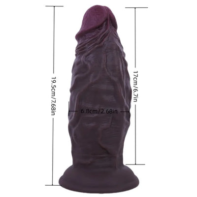 7.68'' Fat Dark Brown Silicone Realistic Dildo with Strong Suction Cup