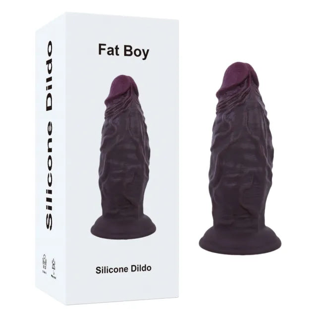 7.68'' Fat Dark Brown Silicone Realistic Dildo with Strong Suction Cup