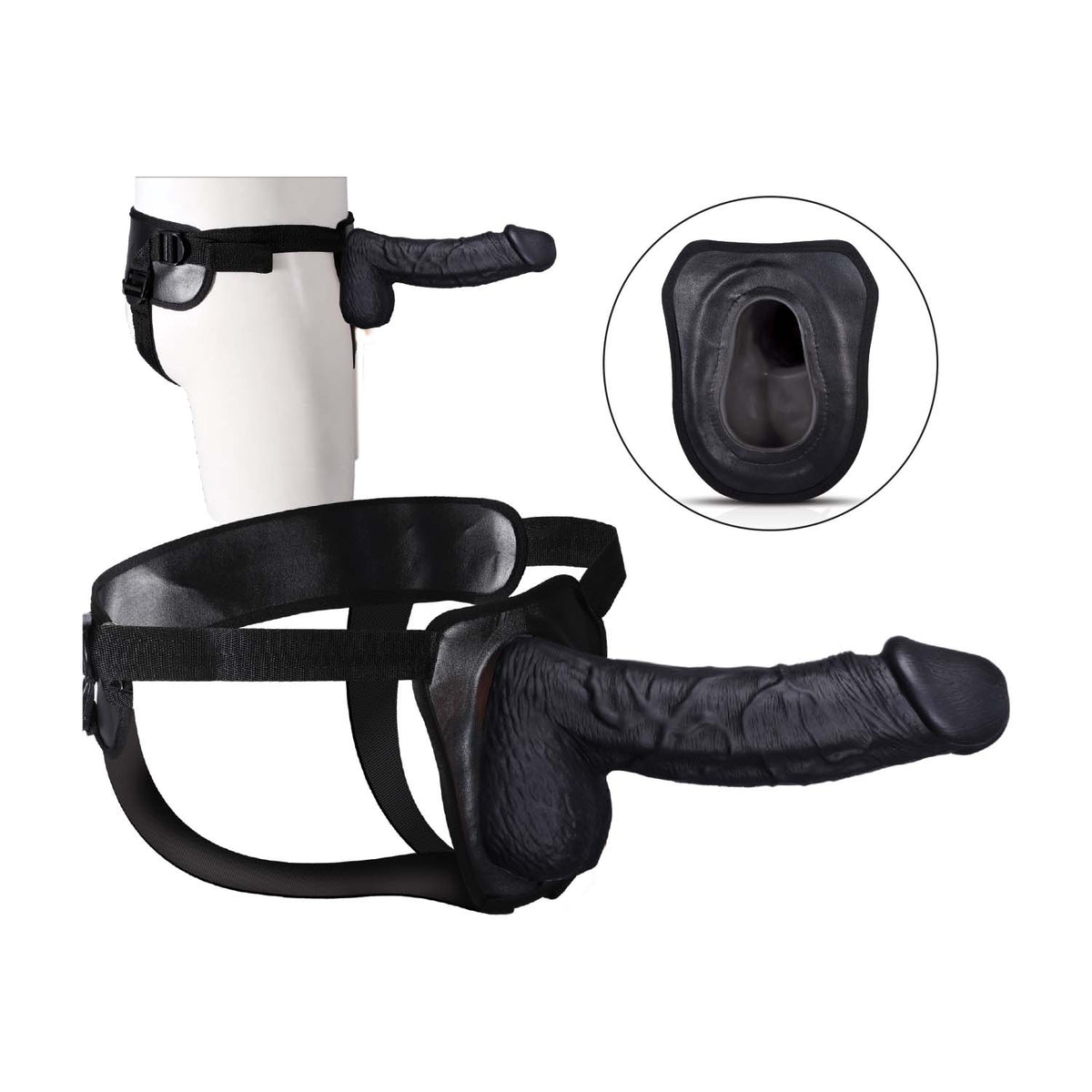 8.5 Inch Hollow Strap-On Black