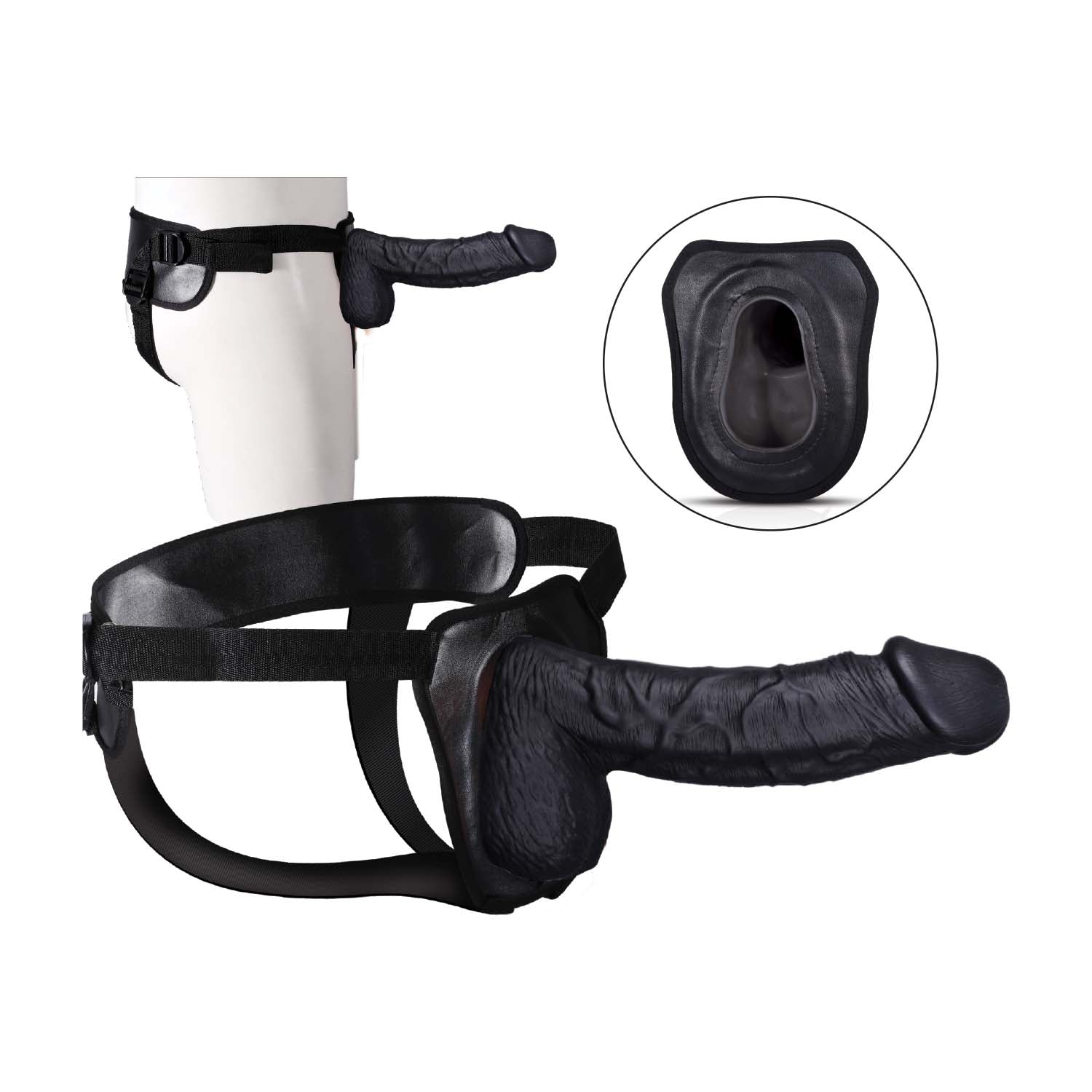 8.5 Inch Hollow Strap-On Black