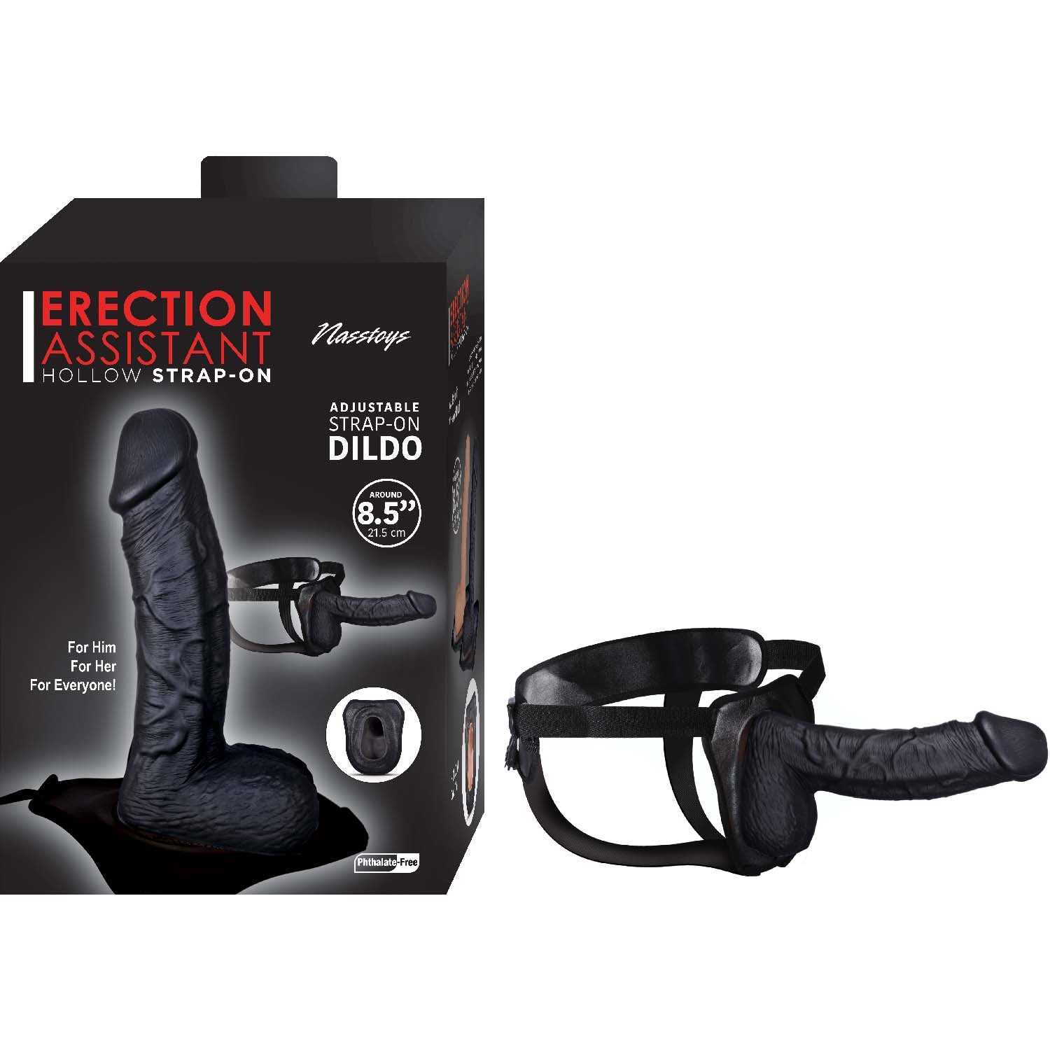8.5 Inch Hollow Strap-On Black