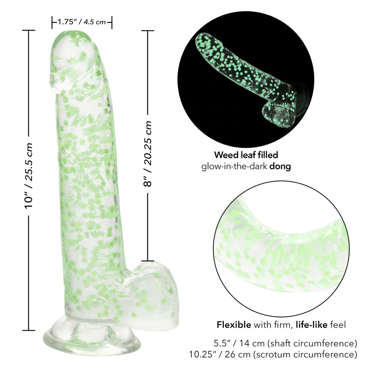 Naughty Bits I LEAF DICK Glow-In-The-Dark Dildo Weed Leaf Dildo