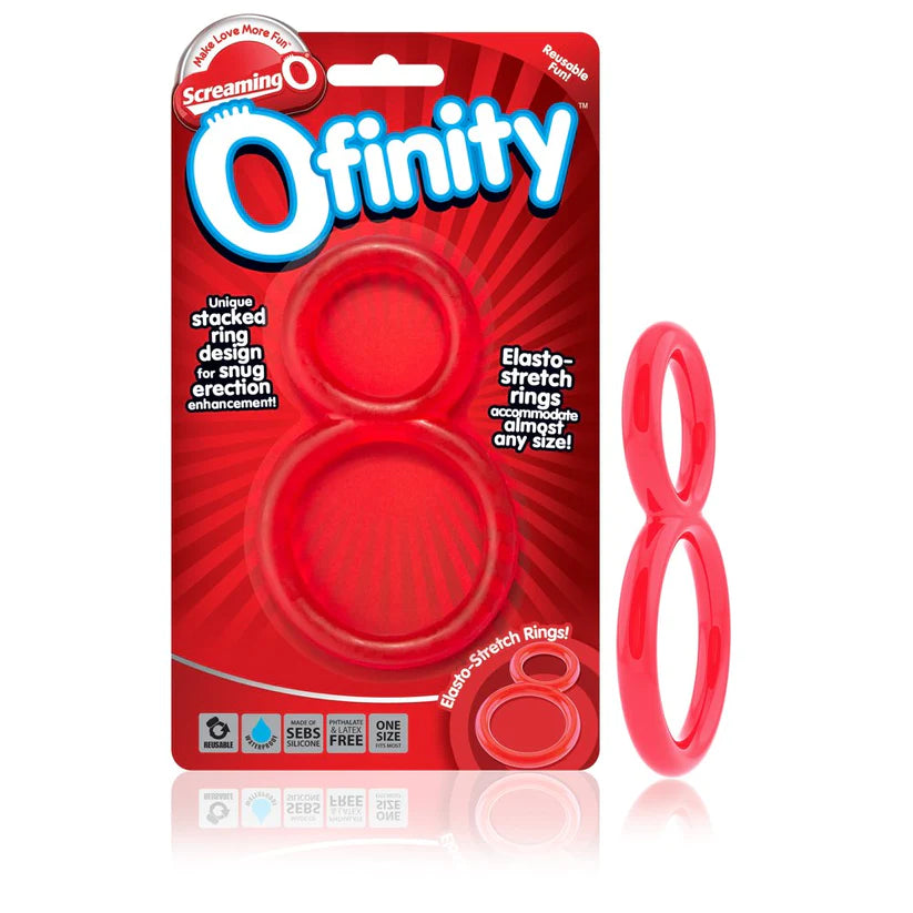 Screaming O OFINITY Stretchy Double Cock and Ball Ring Red Figure 8
