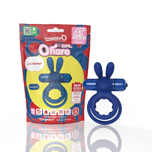 Screaming O 4T Ohare - Stretchy Wearable Vibrating Cock Ring with Soft and Flexible Clitoral Rabbit Ears Blueberry