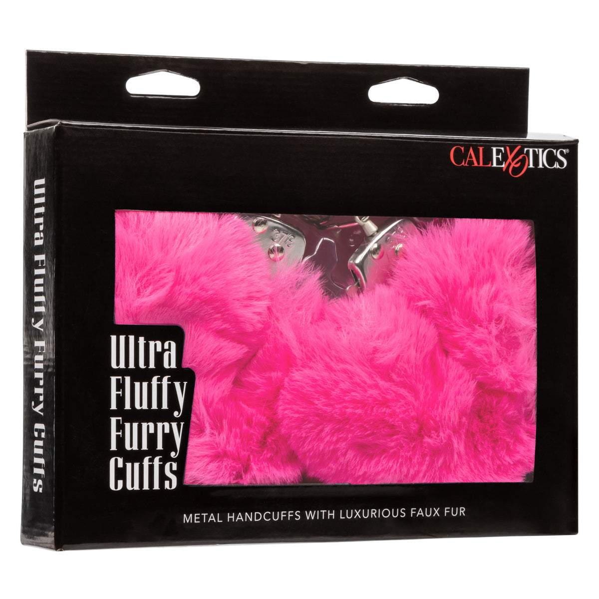 CaleXOtics ULTRA FLUFFY FURRY CUFFS Silver Metal Handcuffs with Luxurious Pink Faux Fur