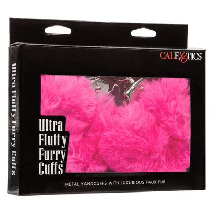 CaleXOtics ULTRA FLUFFY FURRY CUFFS Silver Metal Handcuffs with Luxurious Pink Faux Fur