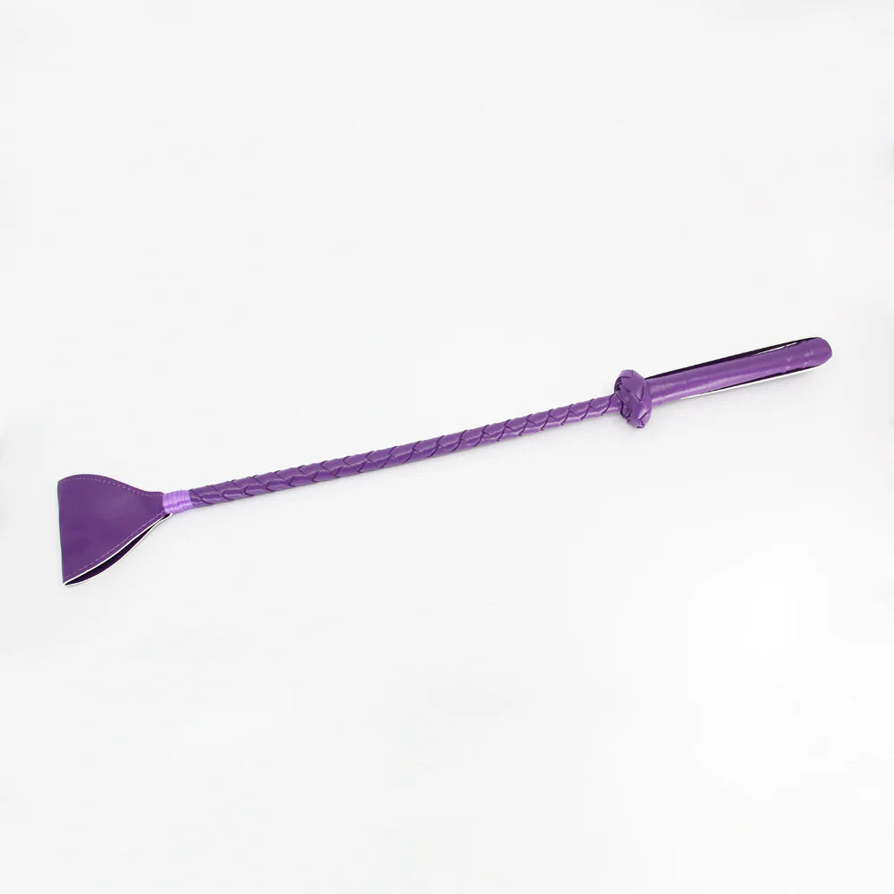 Berlin Baby Faux Vegan Leather Look Braided Riding Crop with Wide Tab End and Wrist Strap Purple