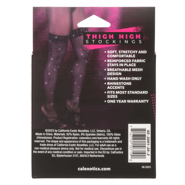 Radiance THIGH HIGH STOCKINGS Black with Sparkling Rhinestones