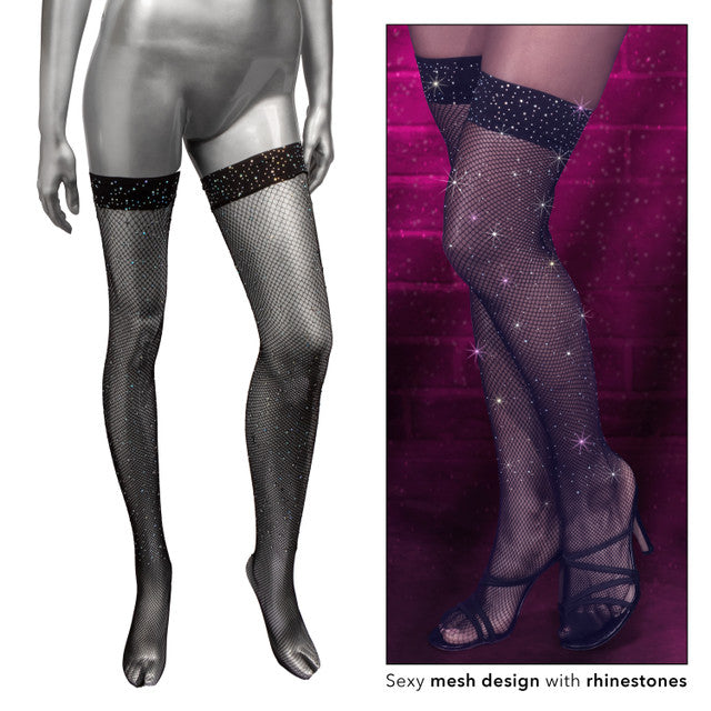 Radiance THIGH HIGH STOCKINGS Black with Sparkling Rhinestones