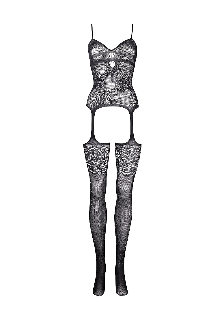 Le Desir Bliss Lingerie SUSPENDER RHINESTONE BODYSTOCKING