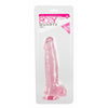 Rosy Quartz Dildo 8" with Balls